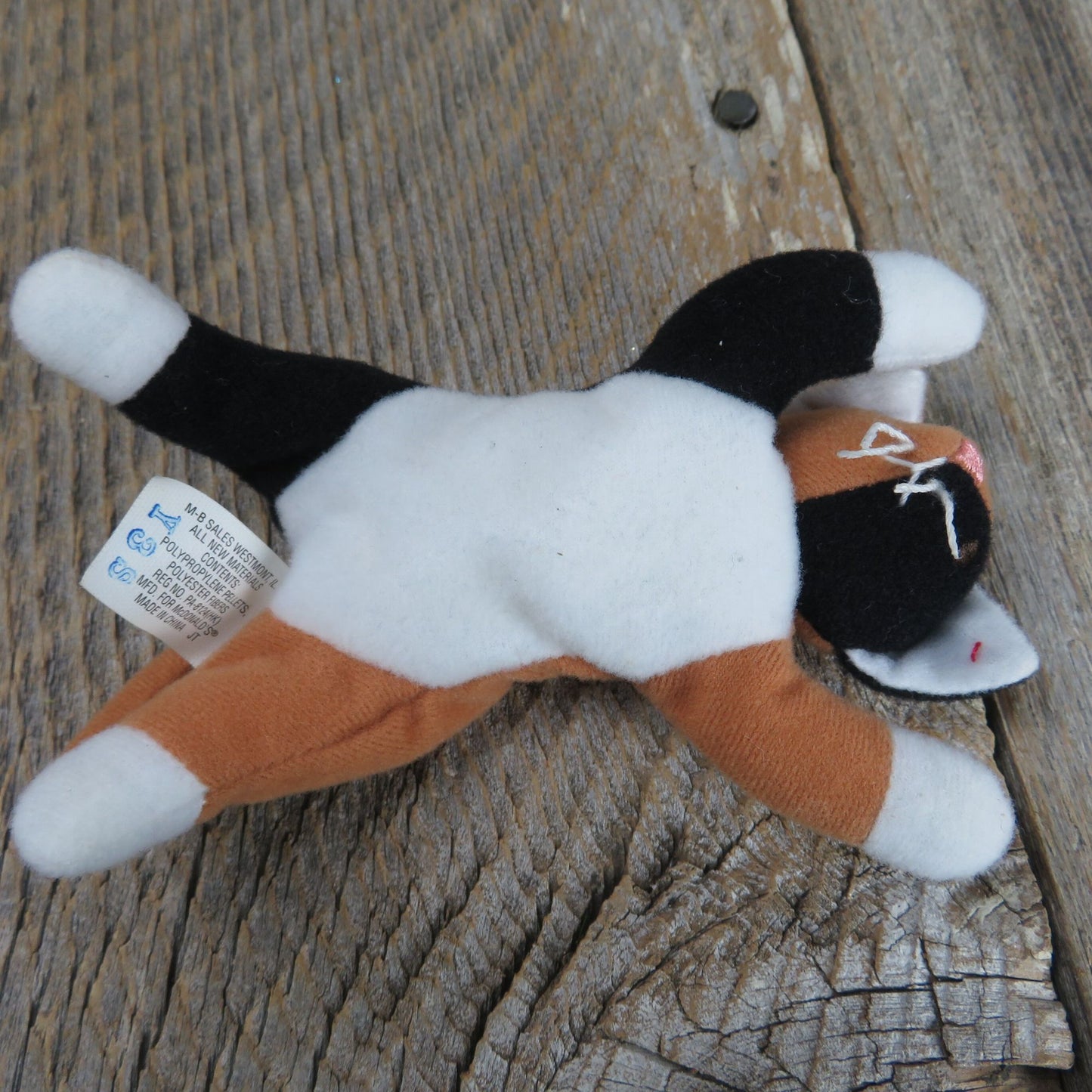 Vintage Zip The Cat Plush Ty Teenie Beanie Babies McDonald's 1993 Prize Black Brown Kitty