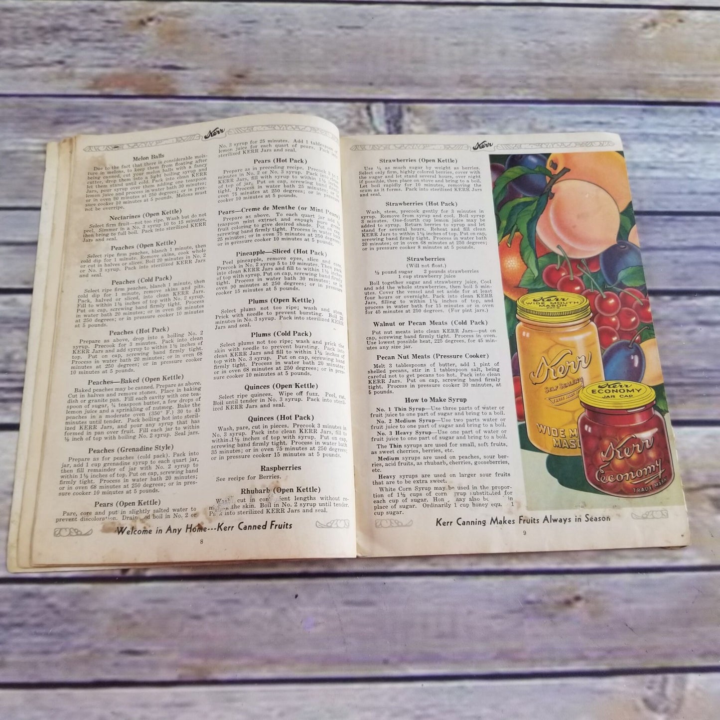 Vintage Kerr Home Canning Book Cookbook Recipes 1938 Booklet Yellow Blue Cover Canning Tips Food Preservation