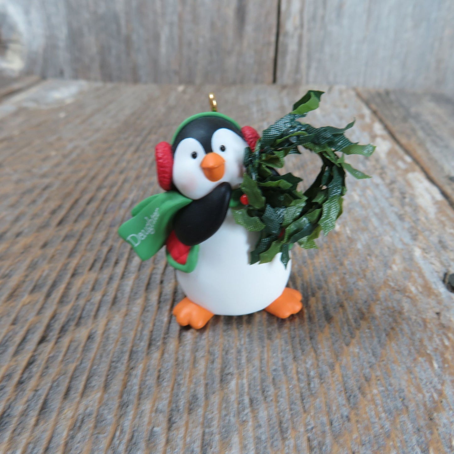 Daughter Penguin Ornament 2003 Hallmark Christmas Holly Wreath