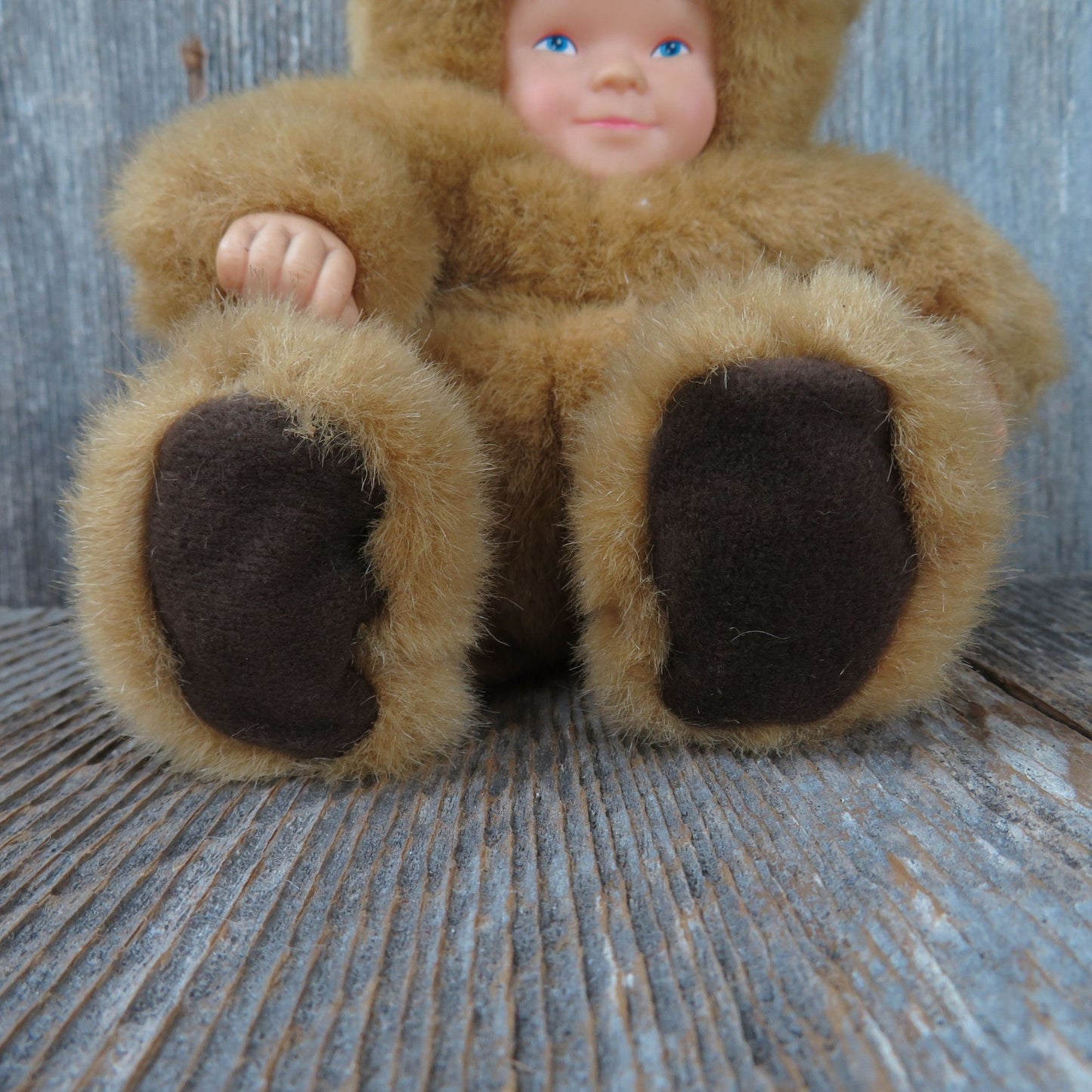 Teddy Bear Baby Doll Plush Anne Geddes Bear Suit Stuffed Animal Blue Eyes 1998