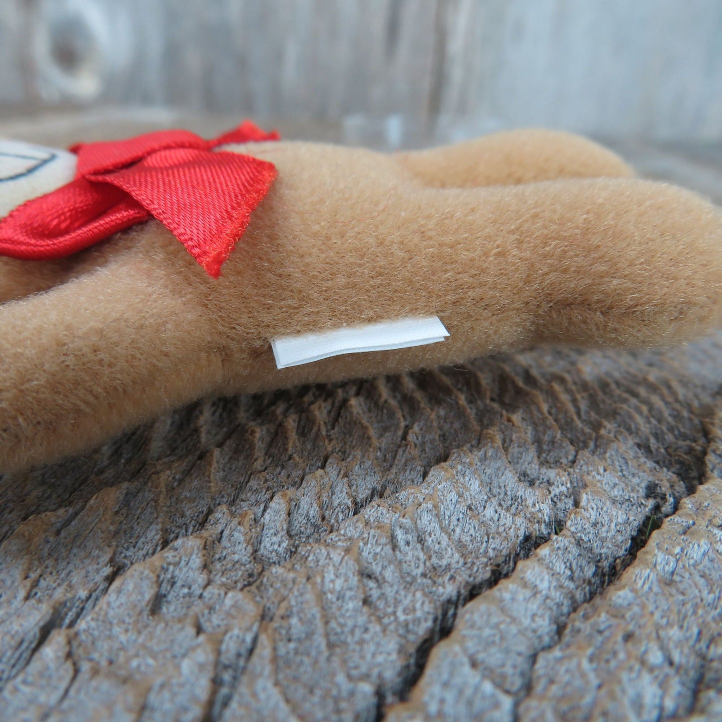 Bear Plush Ornament Christmas Red Bow Standing Felt Face