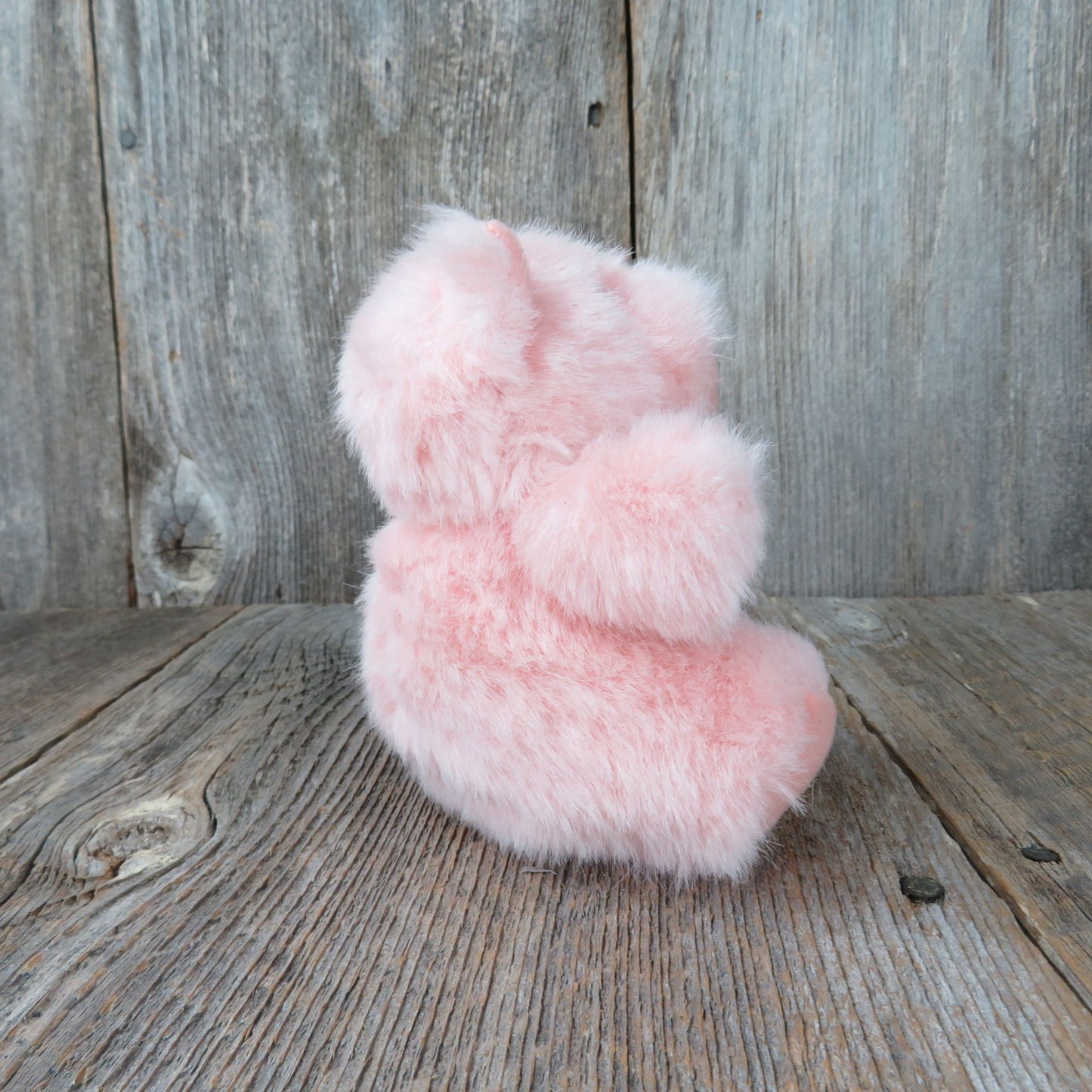 Pink Pig Plush Small Fluffy Bow Stuffed Animal Pink Vintage Hog