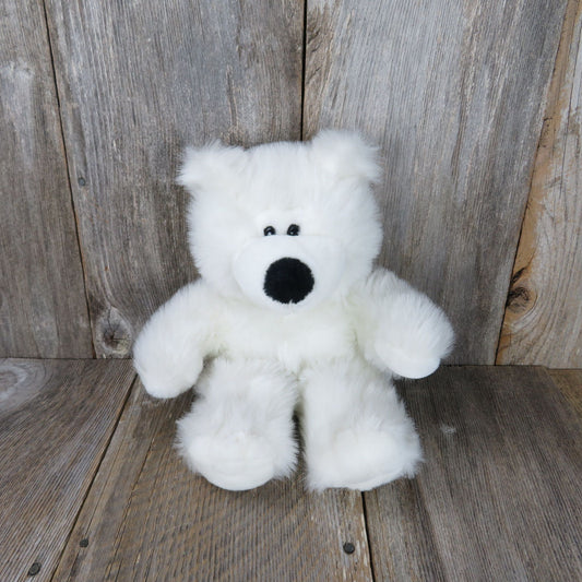 White Bear Plush Polar with Large Black Soft Nose Novelty Specialties Long Hair Fuzzy Stuffed Animal