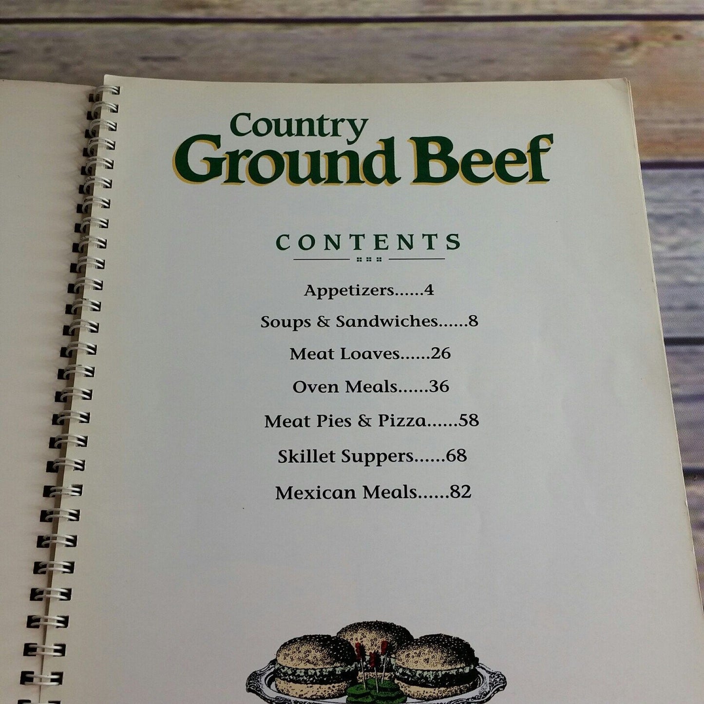 Vintage Cookbook Country Ground Beef Recipes 1993 Spiral Paperback Book Reiman Publications 300 Recipes Soups Sandwiches Casseroles, Loaves