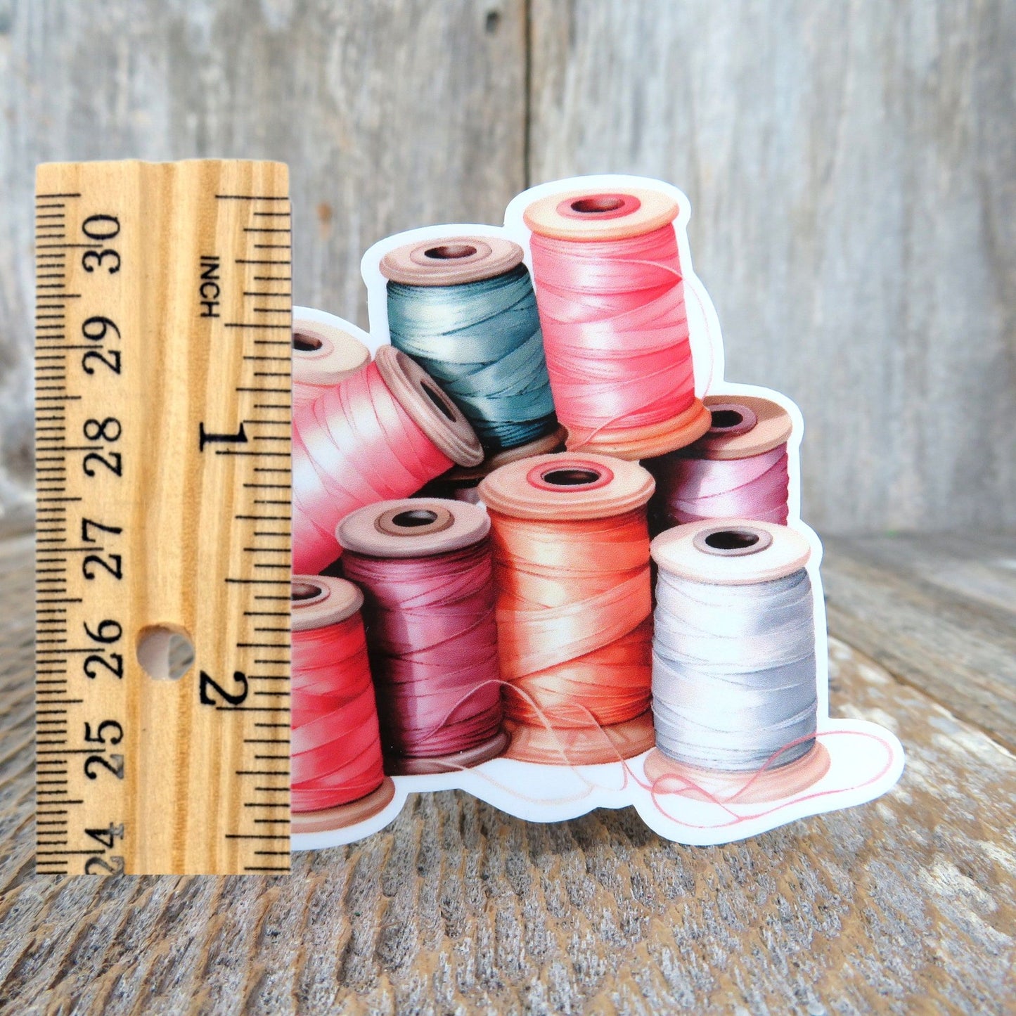 Spools of Thread Sticker Green Peach Purple Quilters Sewing Crafter #S2626