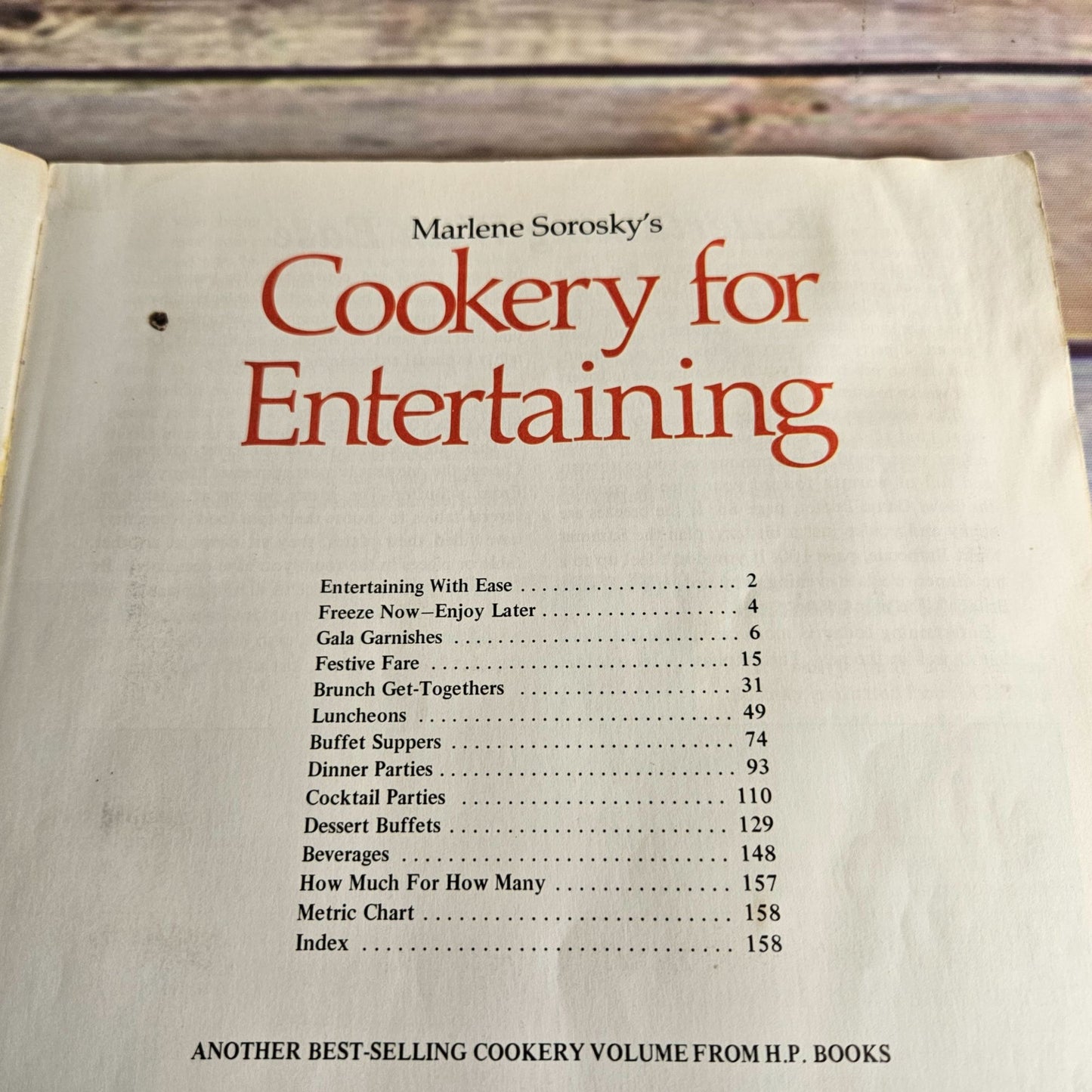 Vintage Cookbook Cookery for Entertaining Recipes 1979 Marlene Sorosky Paperback HP Books 1970s
