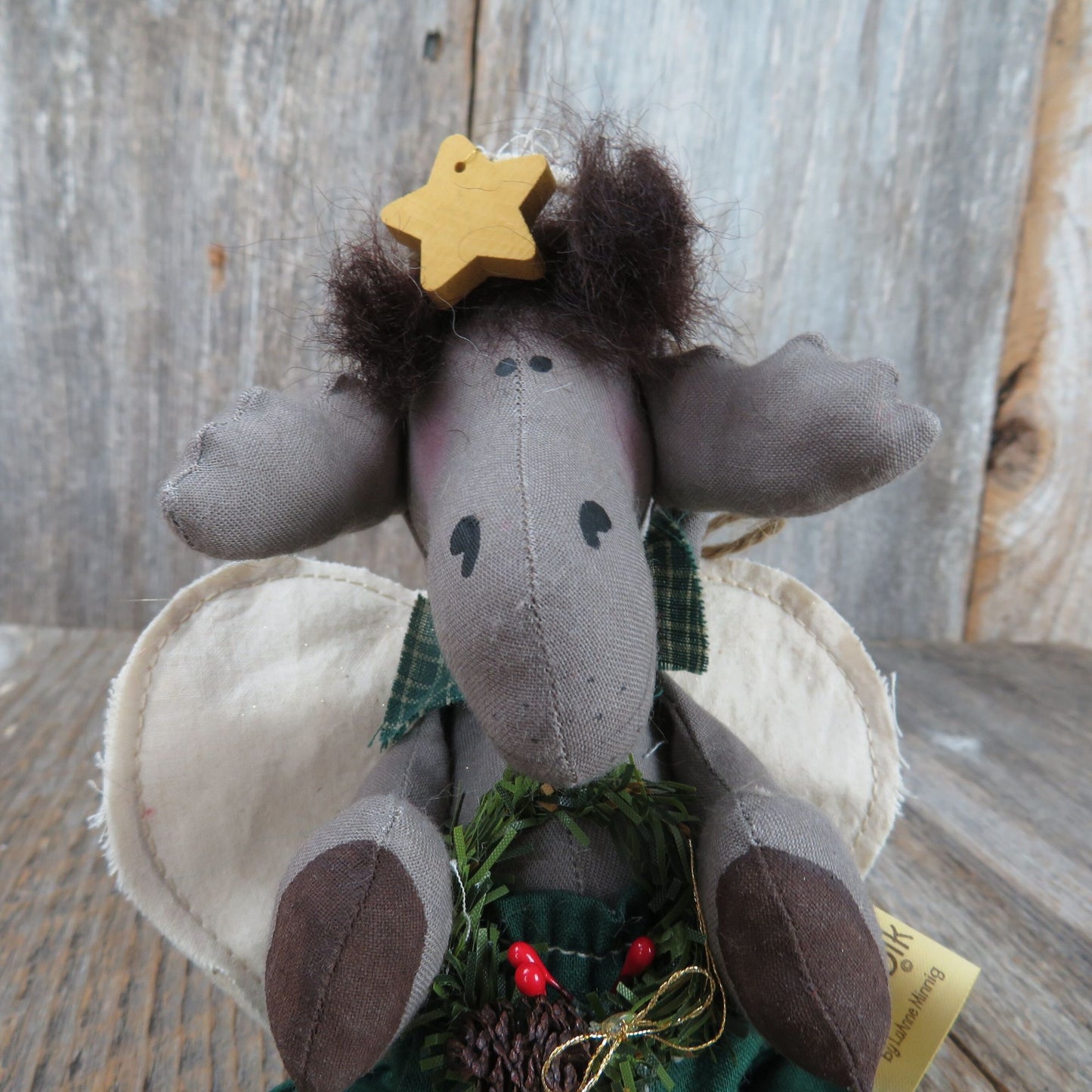 Moose Angel Plush Ornament Plainfolk Lil' Angel 1994 Christmas Primitive Country Style