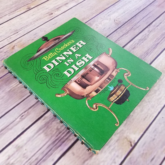 Vintage Cookbook Betty Crocker Dinner in a Dish 1965 1st Edition Green Hardcover Spiral Bound Golden Press Recipes Casseroles Skillet