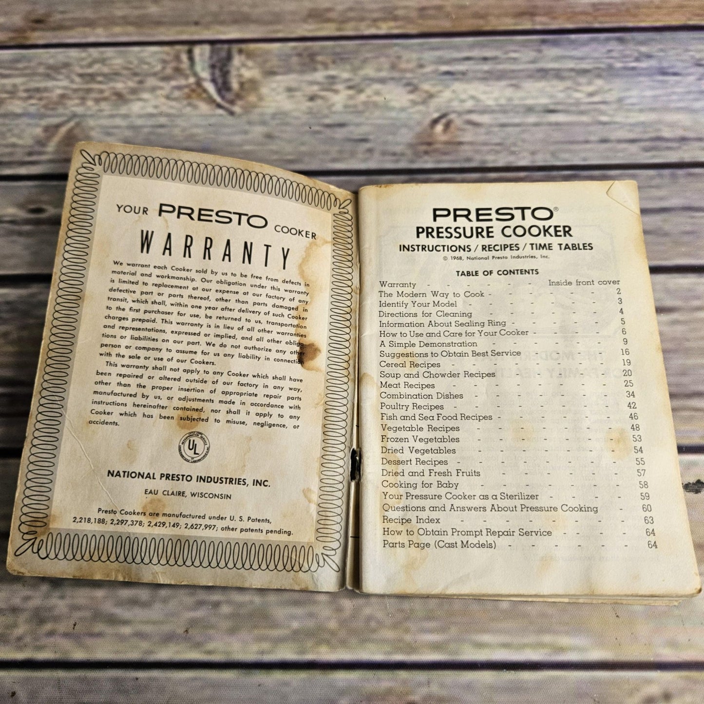 Vintage Cookbook Presto Pressure Cooker Instructions Recipes 1968 Manual