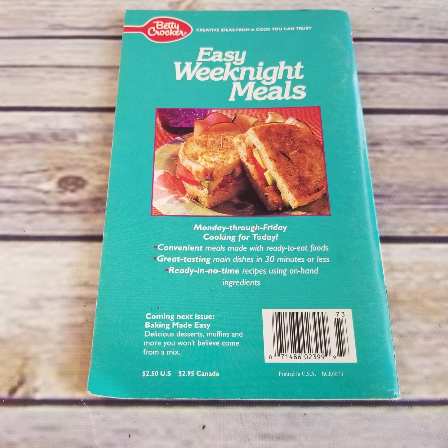 Betty Crocker Booklet Easy Weeknight Meals Cookbook Pamphlet 1992 One Pot Meals Grocery Store Magazine