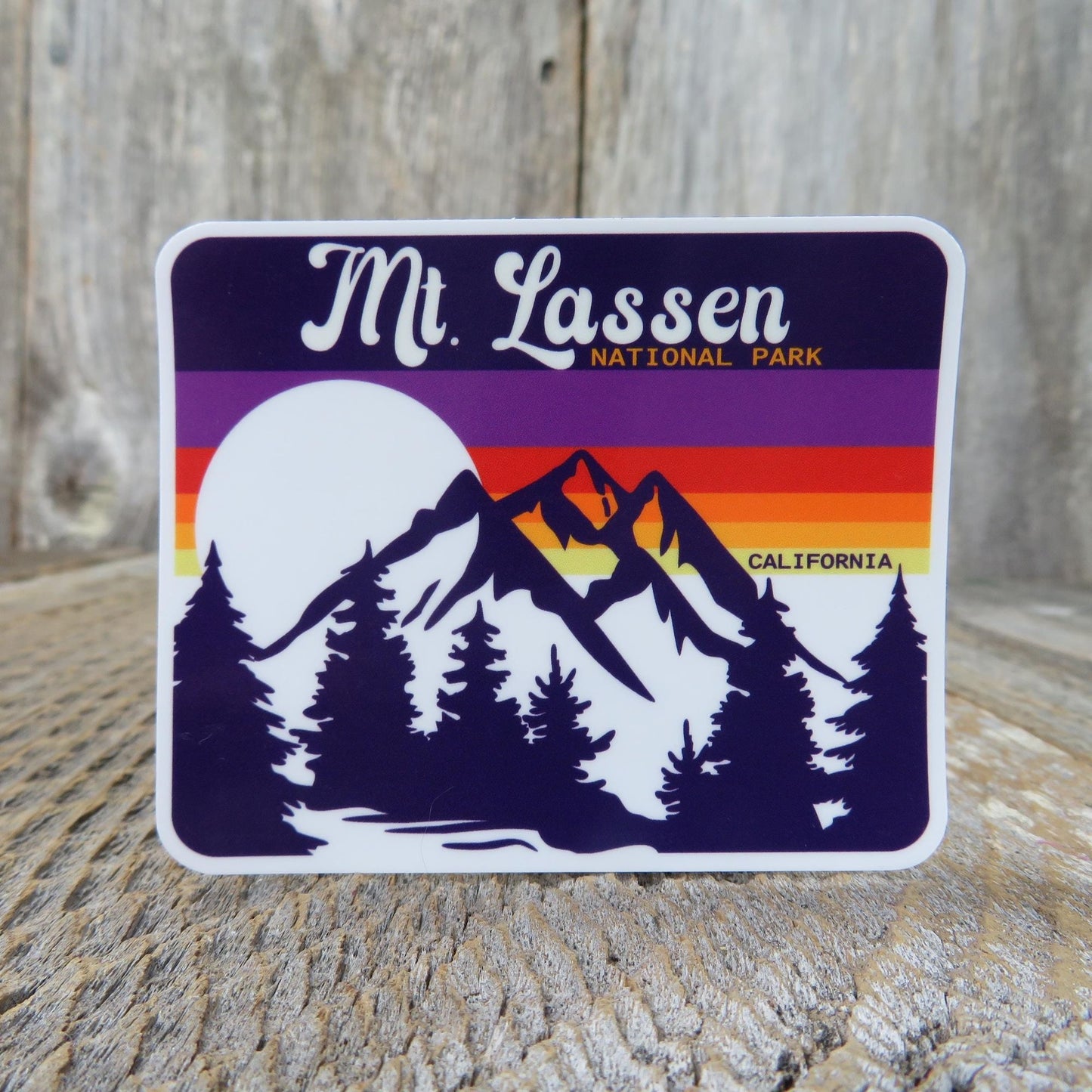 Mount Lassen National Park California Sticker Volcanic Retro Sunset Souvenir Travel Laptop Sticker