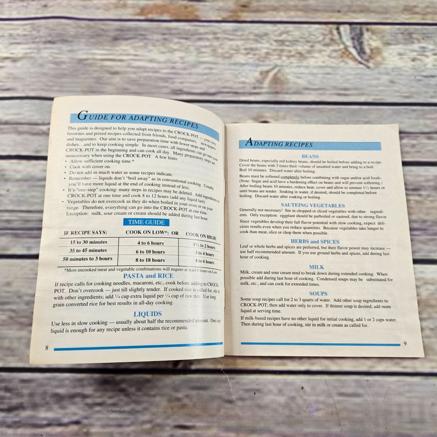 Vintage Rival Crock Pot Cookbook Owner's Manual Recipes Slow Cooker Blue Booklet Pamphlet English and French