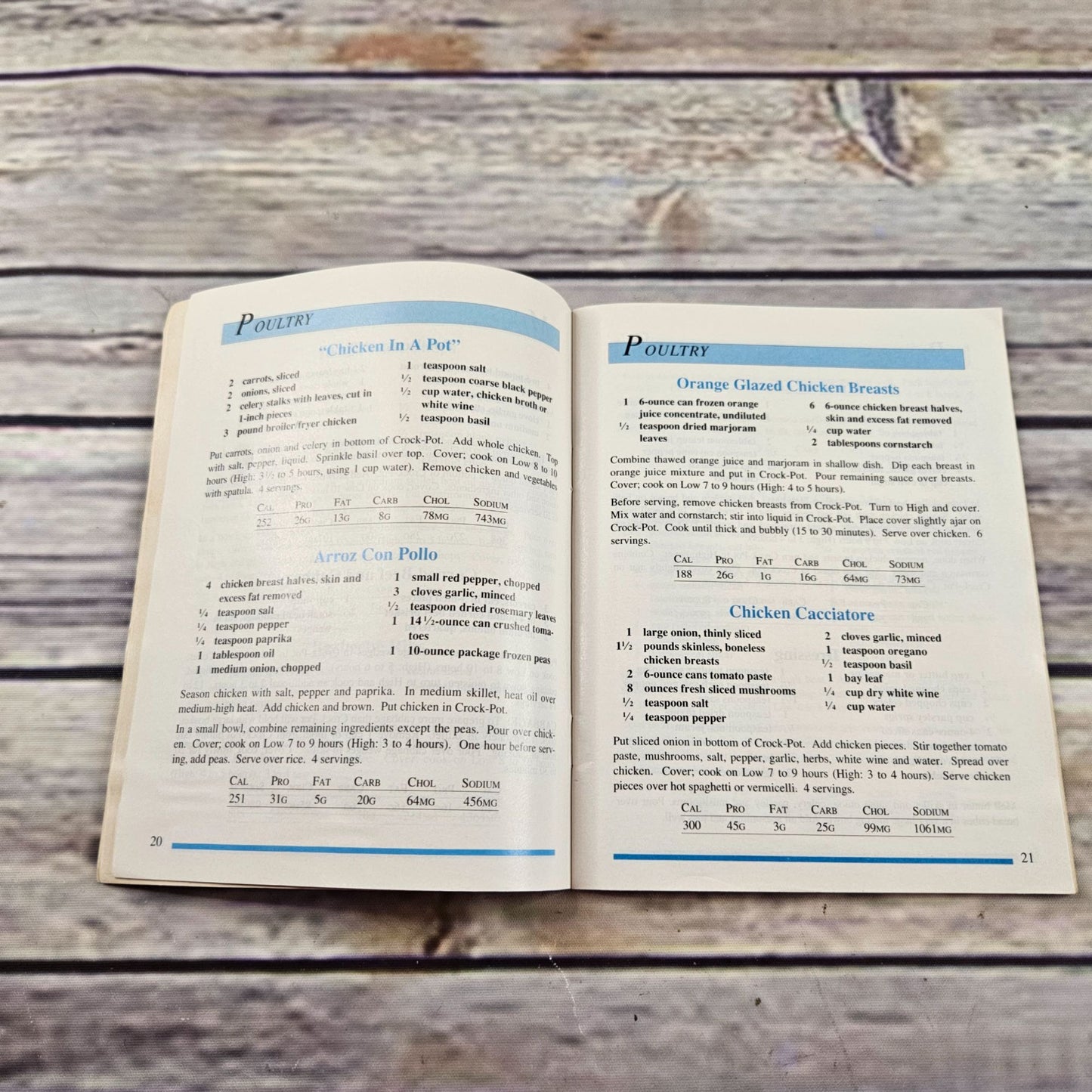 Vintage Rival Crock Pot Cookbook Owner's Manual Recipes Slow Cooker Blue Booklet Pamphlet English and French