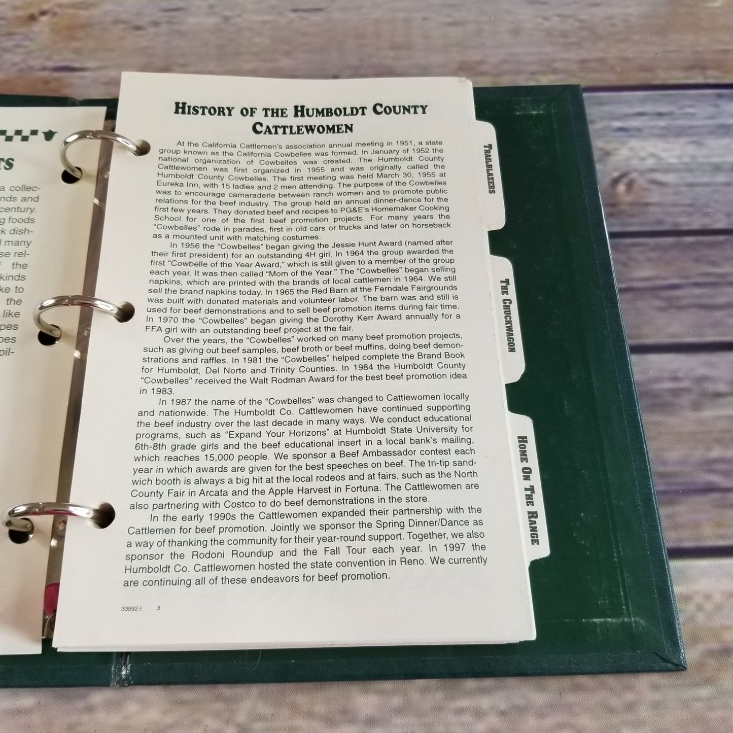 Vintage California Cookbook Fortuna Humboldt County Cattlewomen A Century on the Range 3 Ring Binder