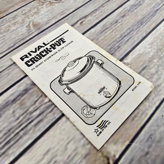 Vintage Rival Crock Pot Cookbook Owner's Manual Model Recipes Slow Cooker 3100 Paperback Booklet