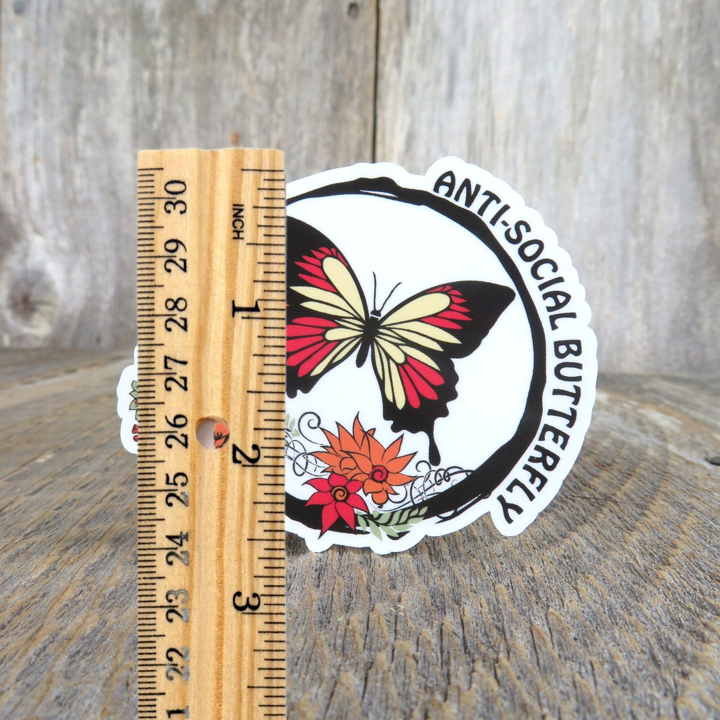 Anti-Social Butterfly Sticker Fall Colors and Flowers Waterproof Funny Sarcastic Sayings Introverts
