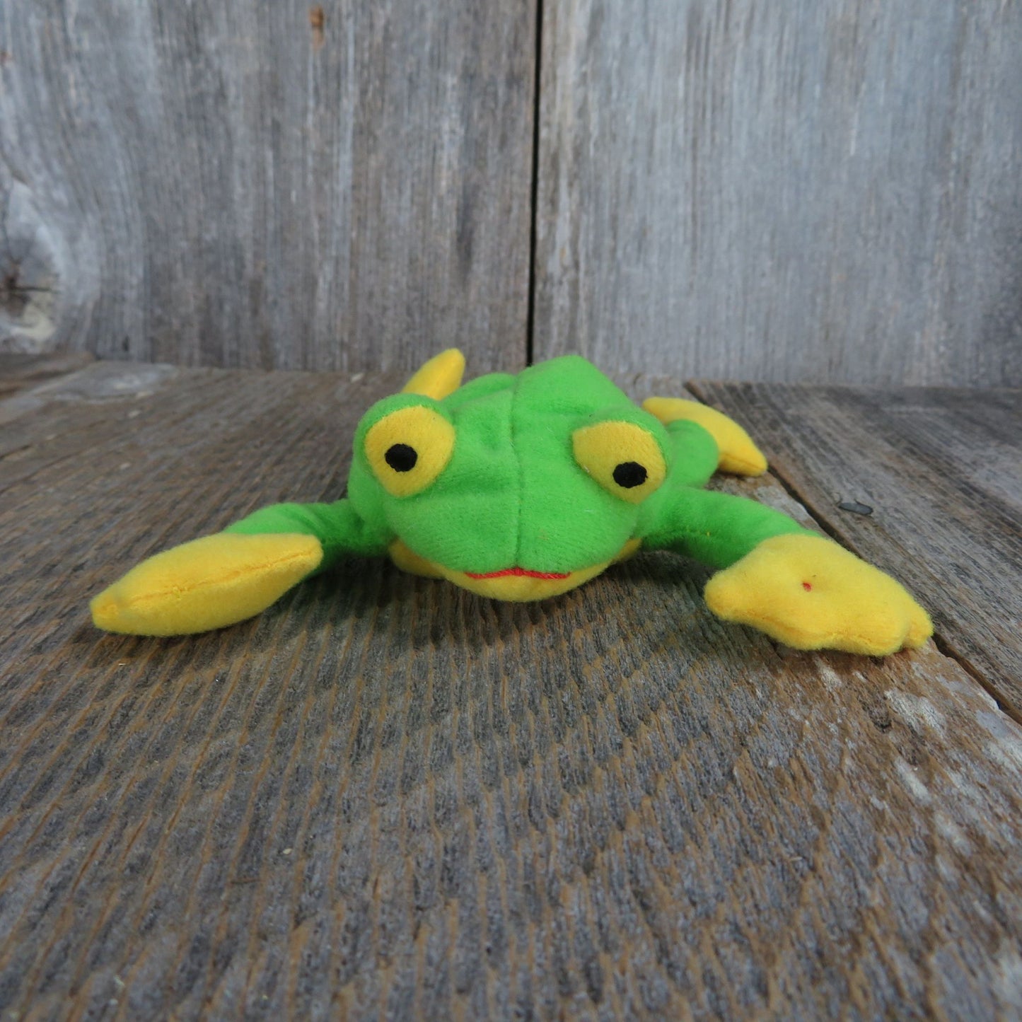 Vtg Frog Plush Beanie Baby Ty McDonald's Smoochy Green Yellow Small 1993