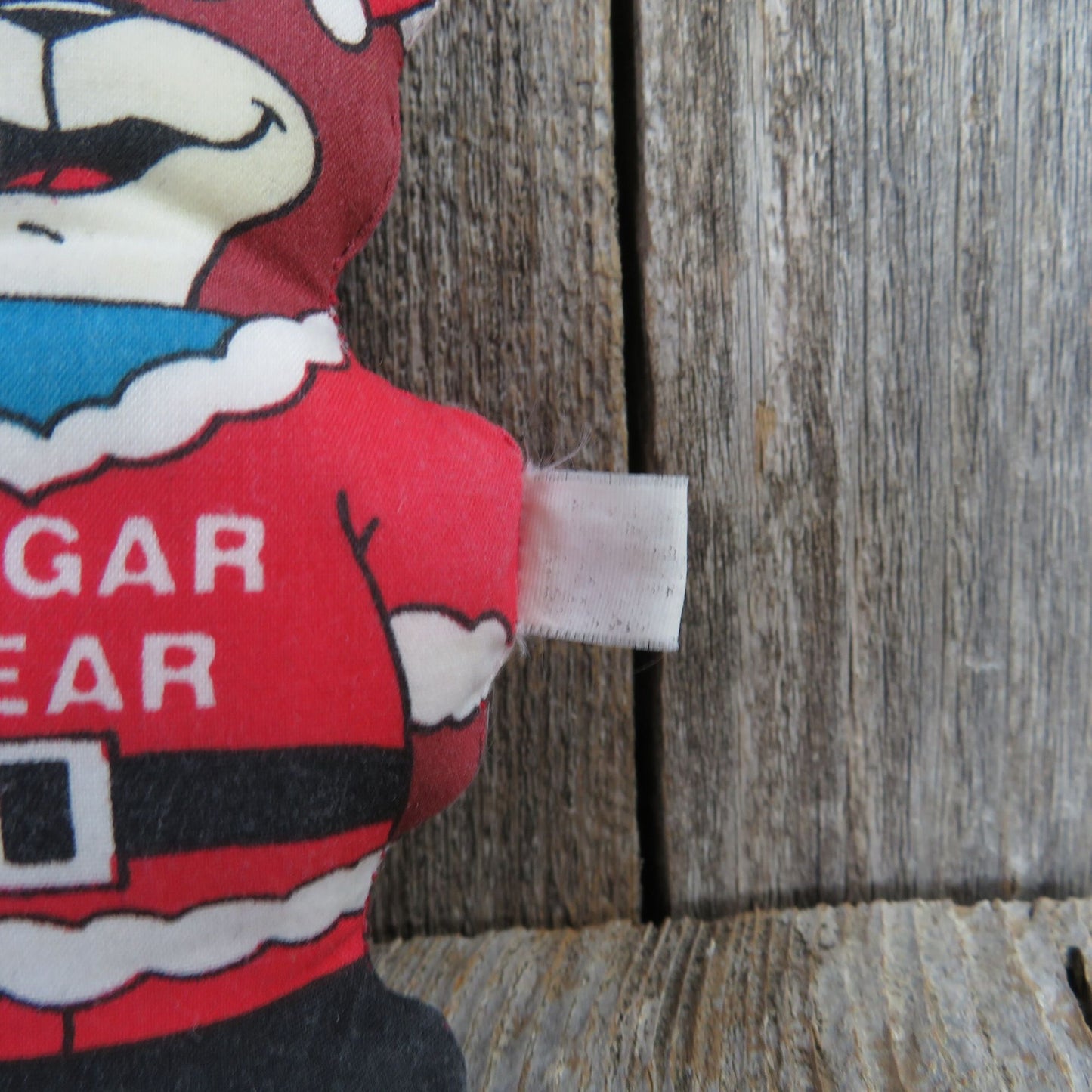 Vintage Plush Sugar Bear Ornament Golden Crisps Cereal Christmas Red Santa Suit 1990 Kraft Foods