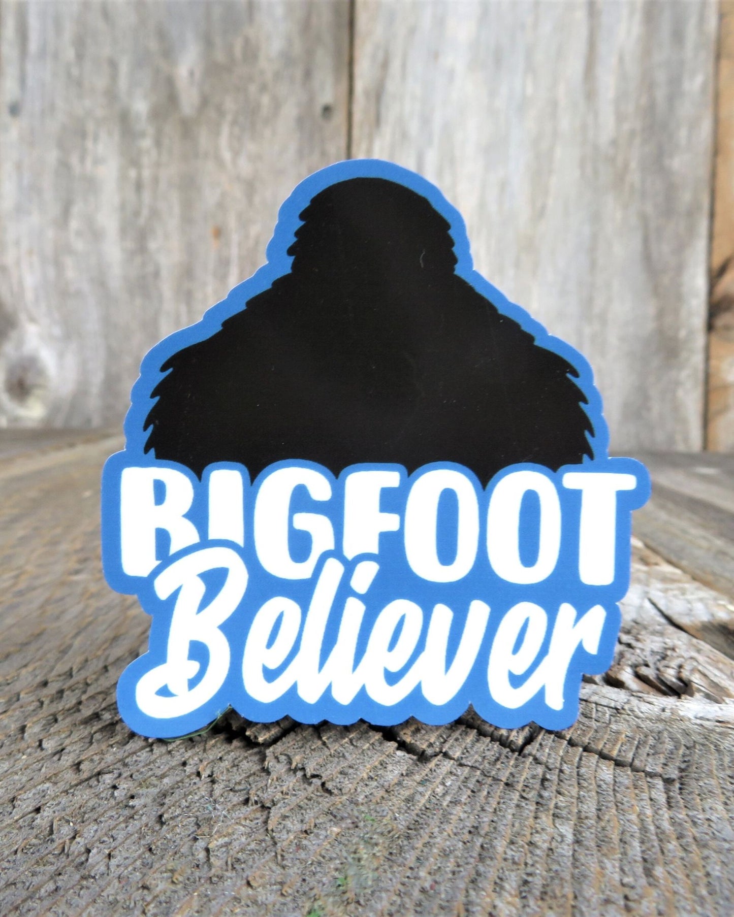 Bigfoot Believer Sticker Blue Black Outdoors Waterproof Water Bottle Laptop Sticker