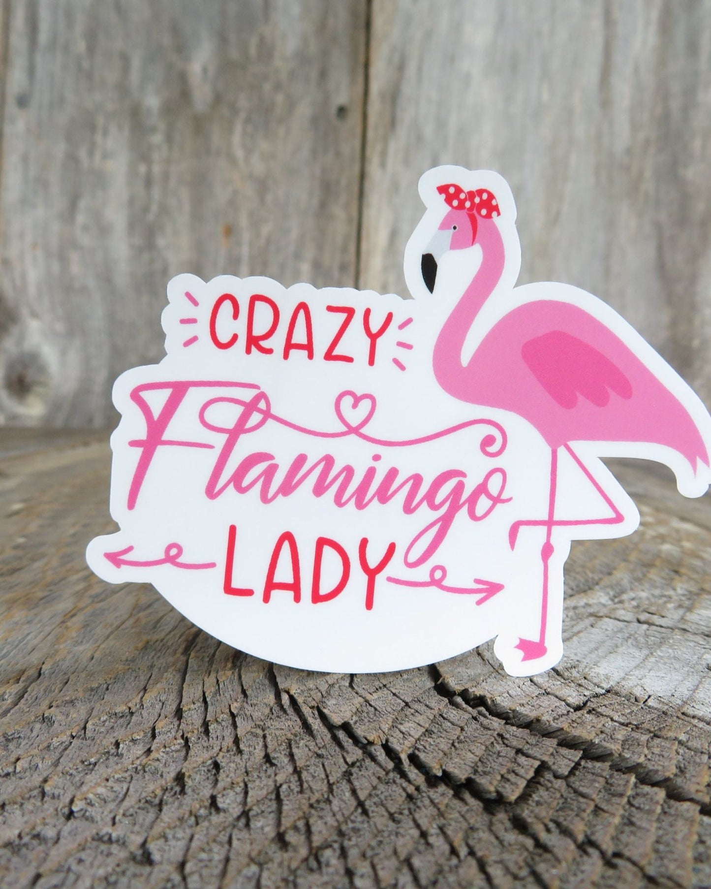 Crazy Flamingo Lady Sticker Full Color Waterproof Summer Funny Bird Lover Pink