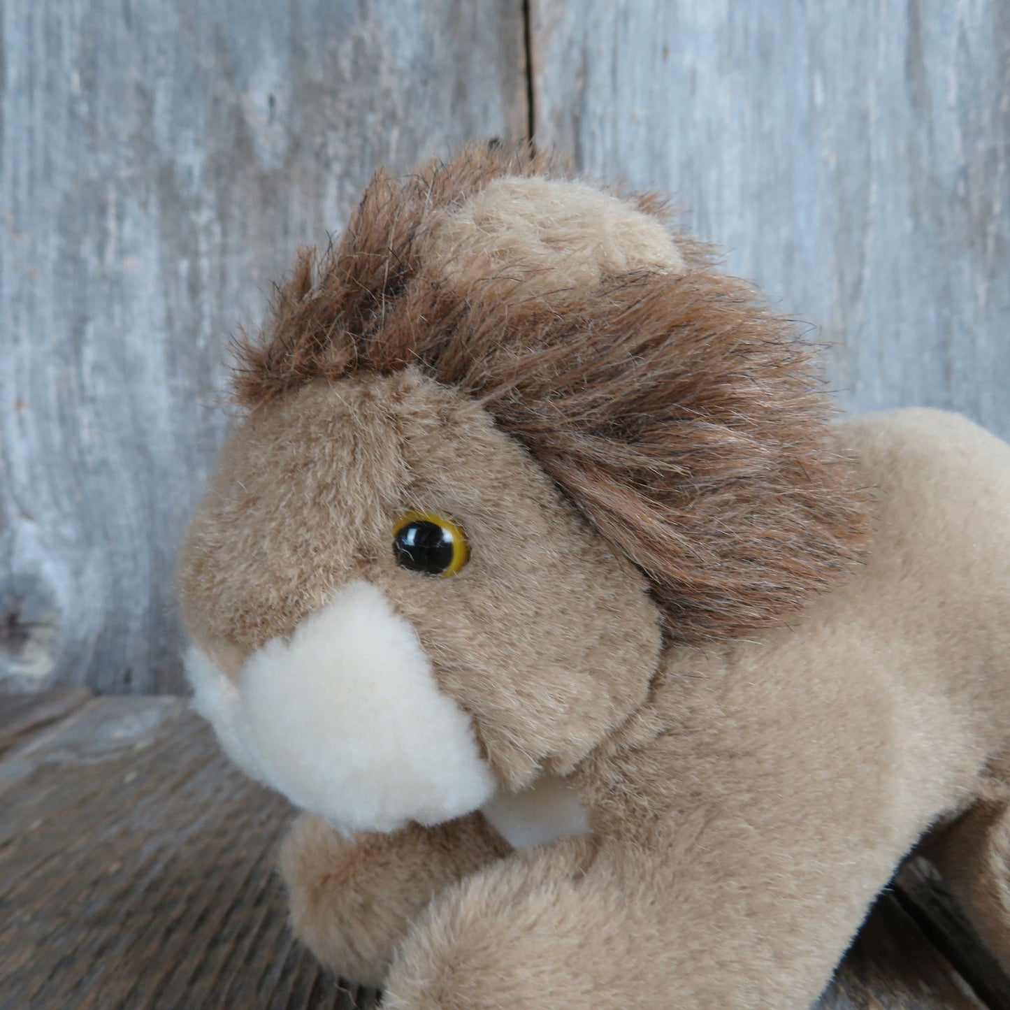 Lion Cat Plush Brown White Flocked Nose Wonder Toys Wild Small 1988 Vintage