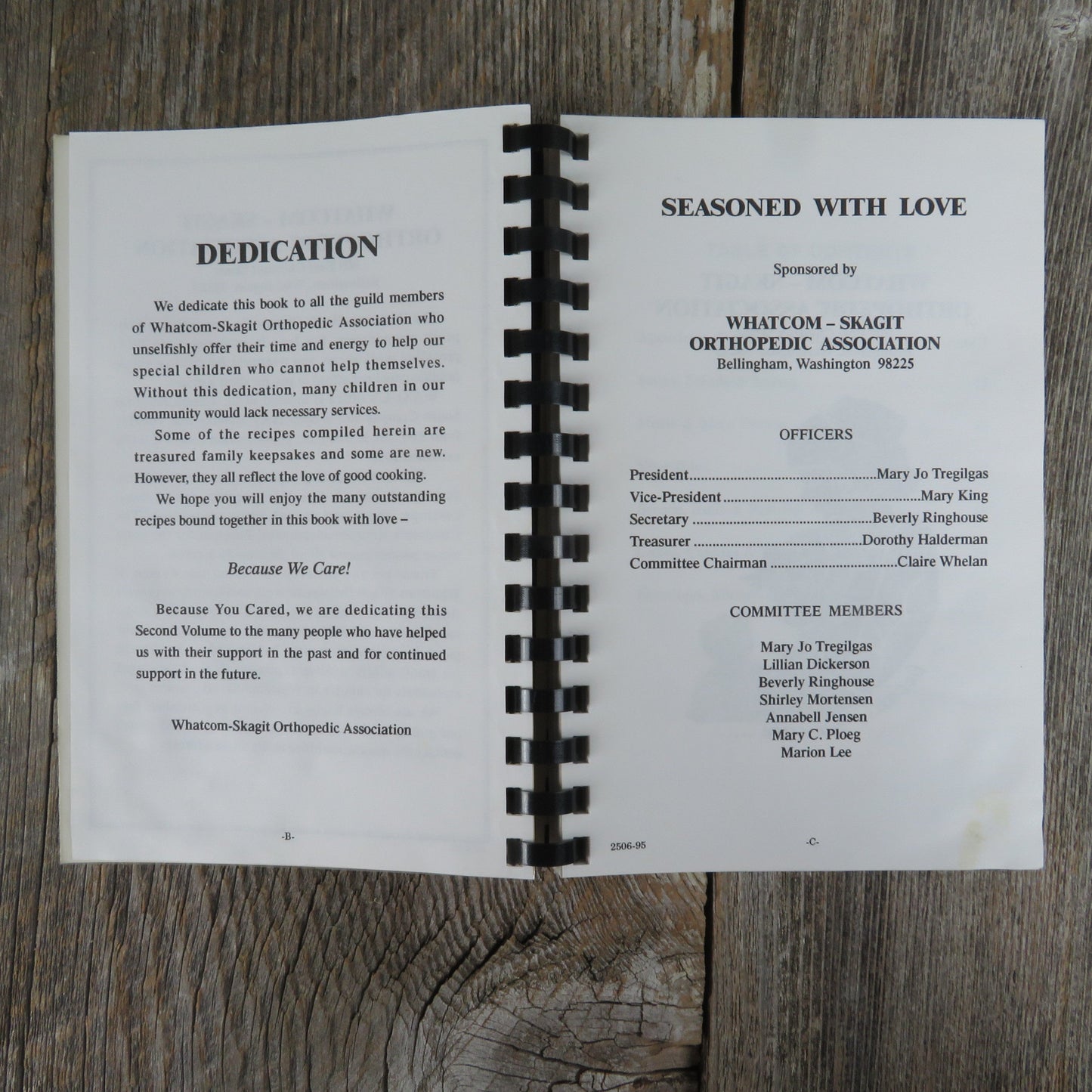 Vintage Washington Cookbook Whatcom Skagit Orthopedic Association Bellingham Seasoned with Love Vol 2 1995