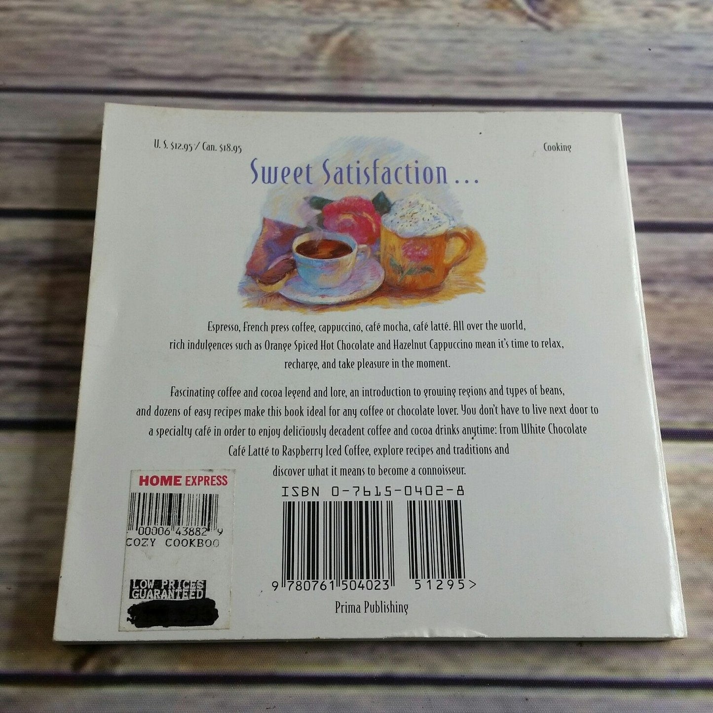 Vintage Cookbook Coffees and Cocoas Recipes 1996 A Cozy Book of Coffees and Cocoas Rich and Delicious Susan Geiskopf-Hadler Paperback
