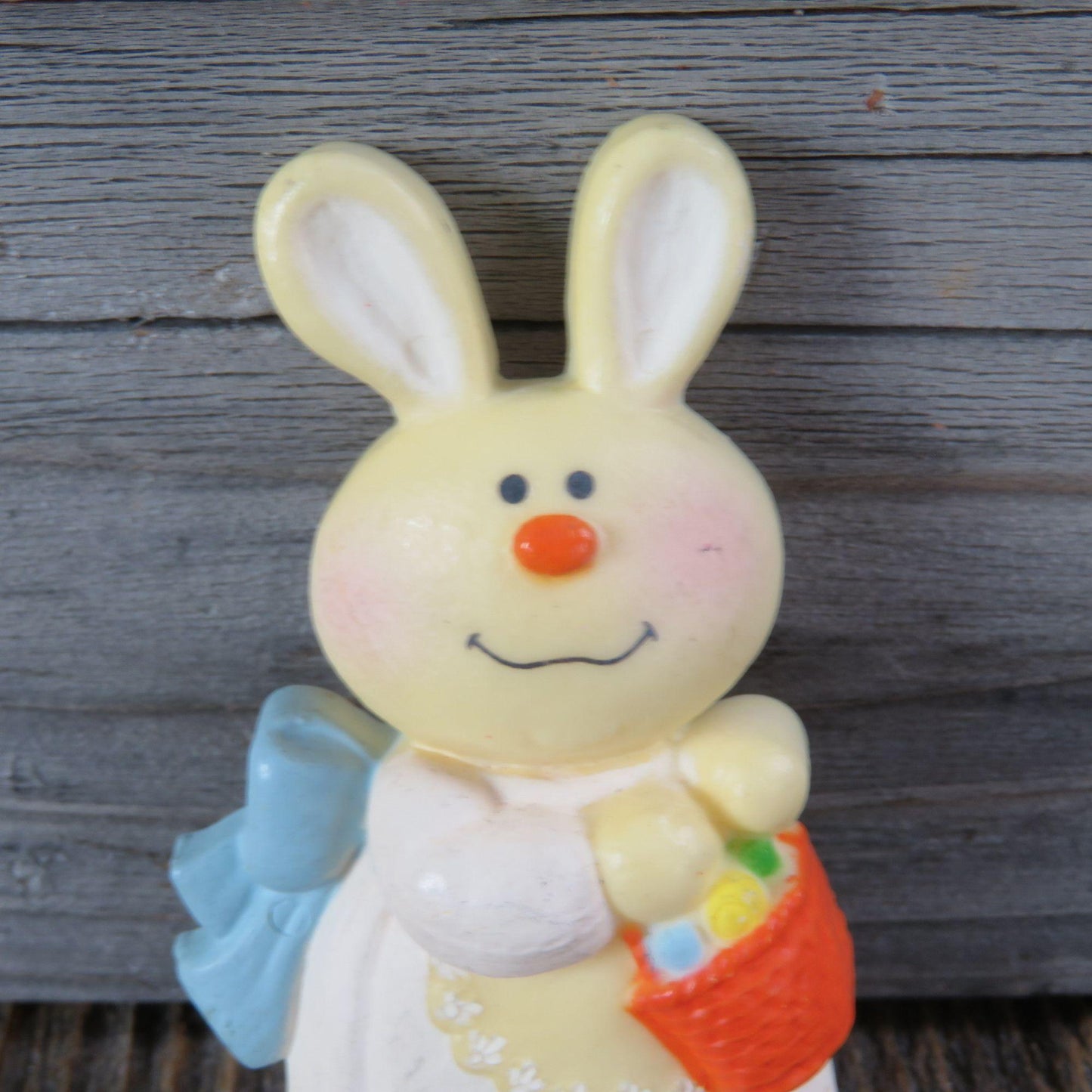 Vintage Bunny Rabbit Easter Pin Dress Basket Blue Orange Brooch Hallmark 1975