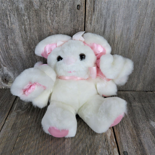 White Bunny Rabbit Plush Curly Twisted Pink Ears Twistanbul Squiggles Dayton Hudson Easter Stuffed Animal