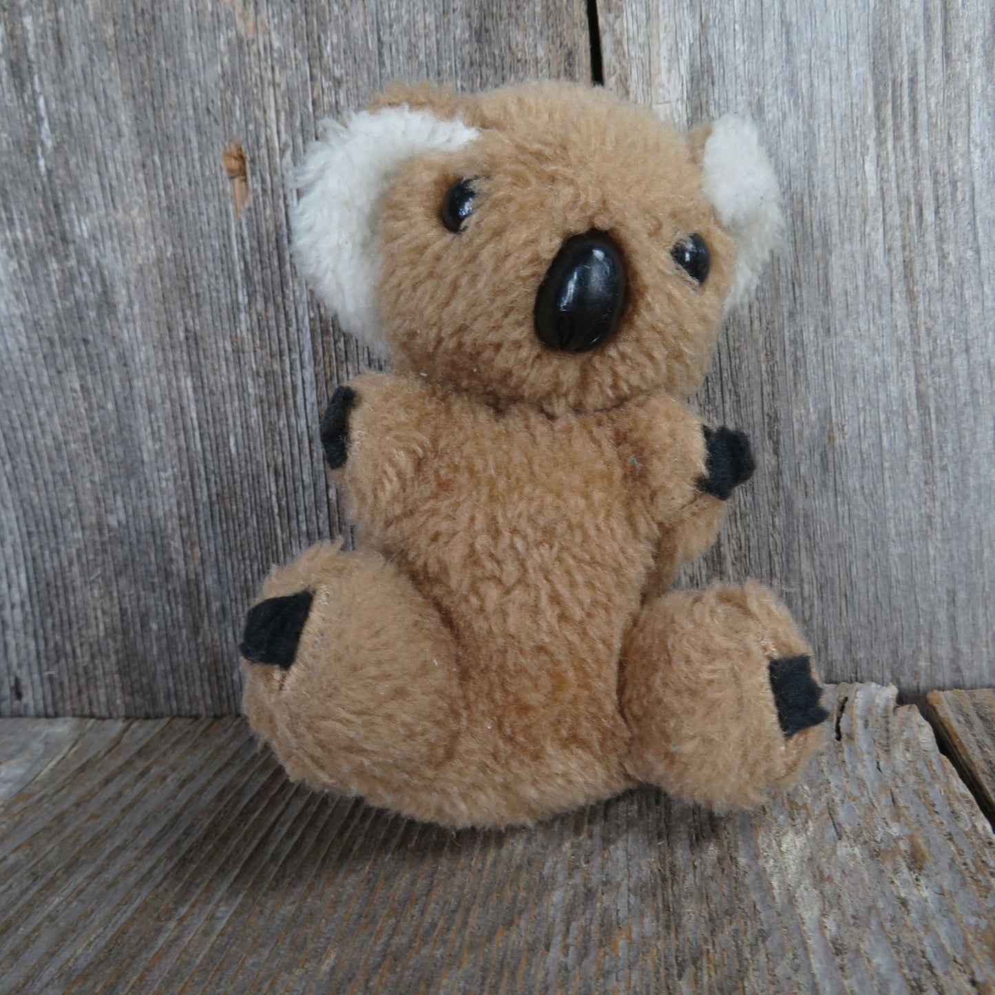 Vintage Koala Bear Plush Tan Brown Stuffed Animal White Ears Nut Filled