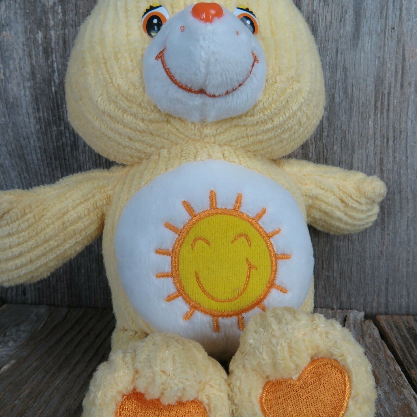 Sunshine Yellow Care Bears Plush Funshine Chenille Corduroy Stuffed Animal 2004