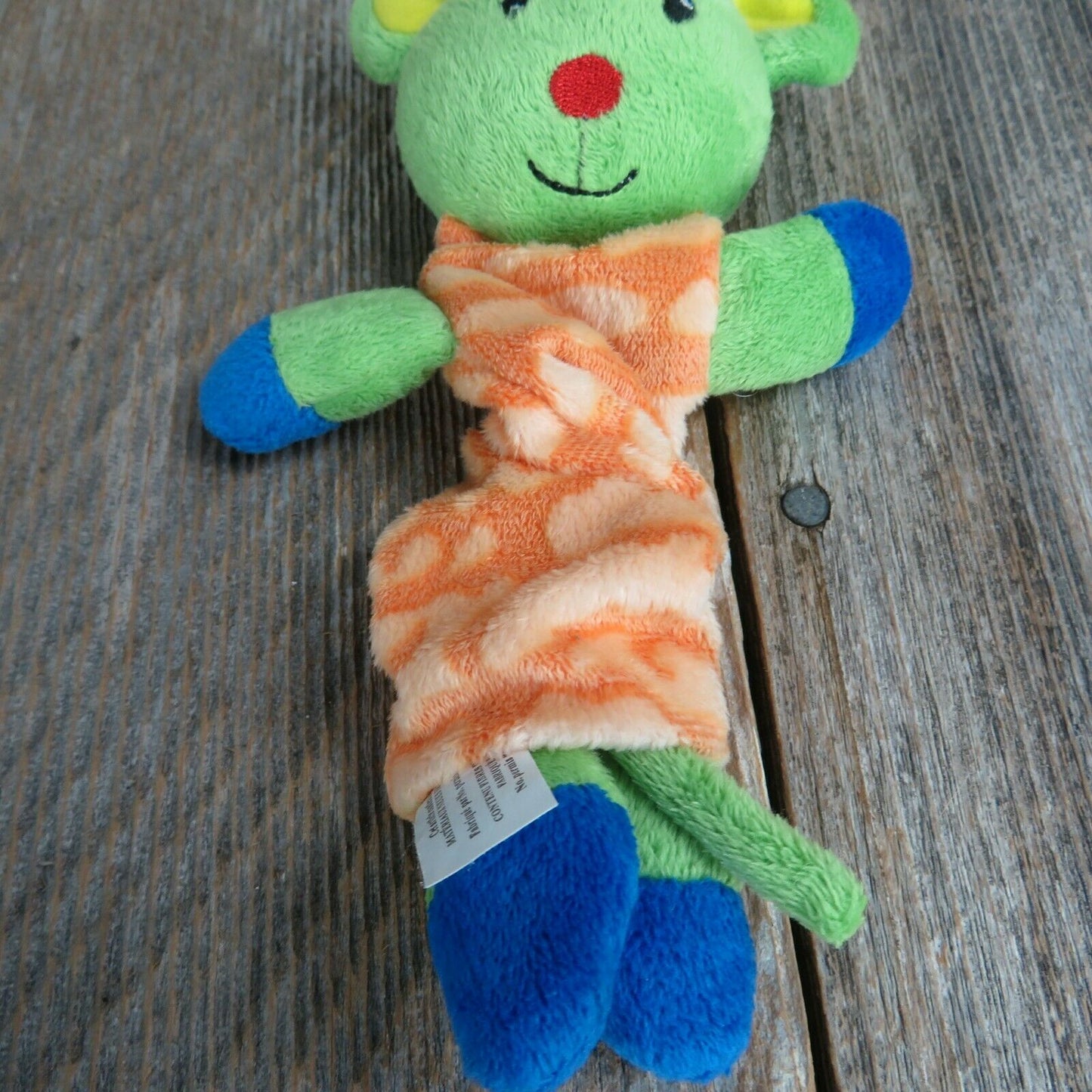 Green Mouse Stretchy Baby Plush Blue Orange Stuffed Animal