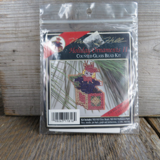 Jack in a Box Ornament Counted Glass Bead Kit Mill Hill Cross Stitch Unused Christmas 1991