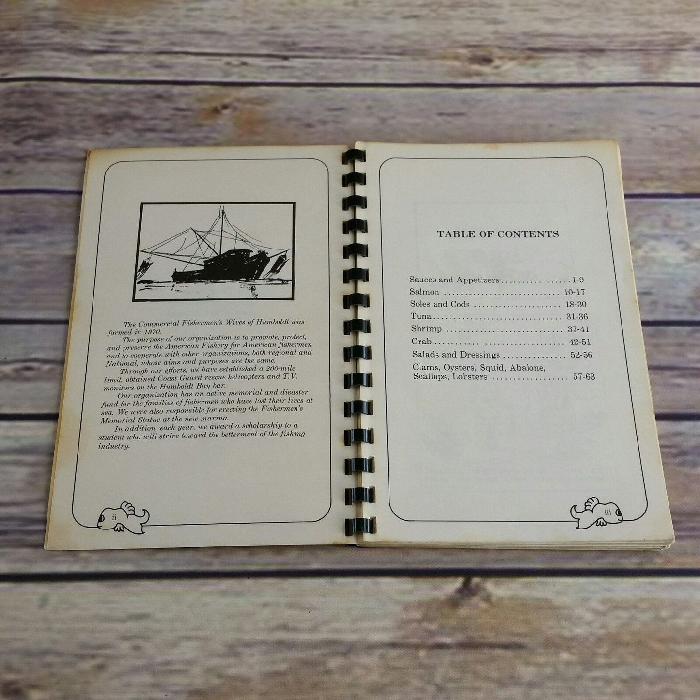 Vintage California Cookbook Seafood Fisherman's Wives Humboldt Fish Crab Salmon Recipes Spiral Bound