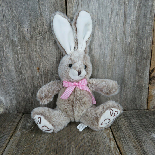 Bunny Rabbit Plush Brown White Pink Gingham Bow Stuffed Animal Grocery Outlet