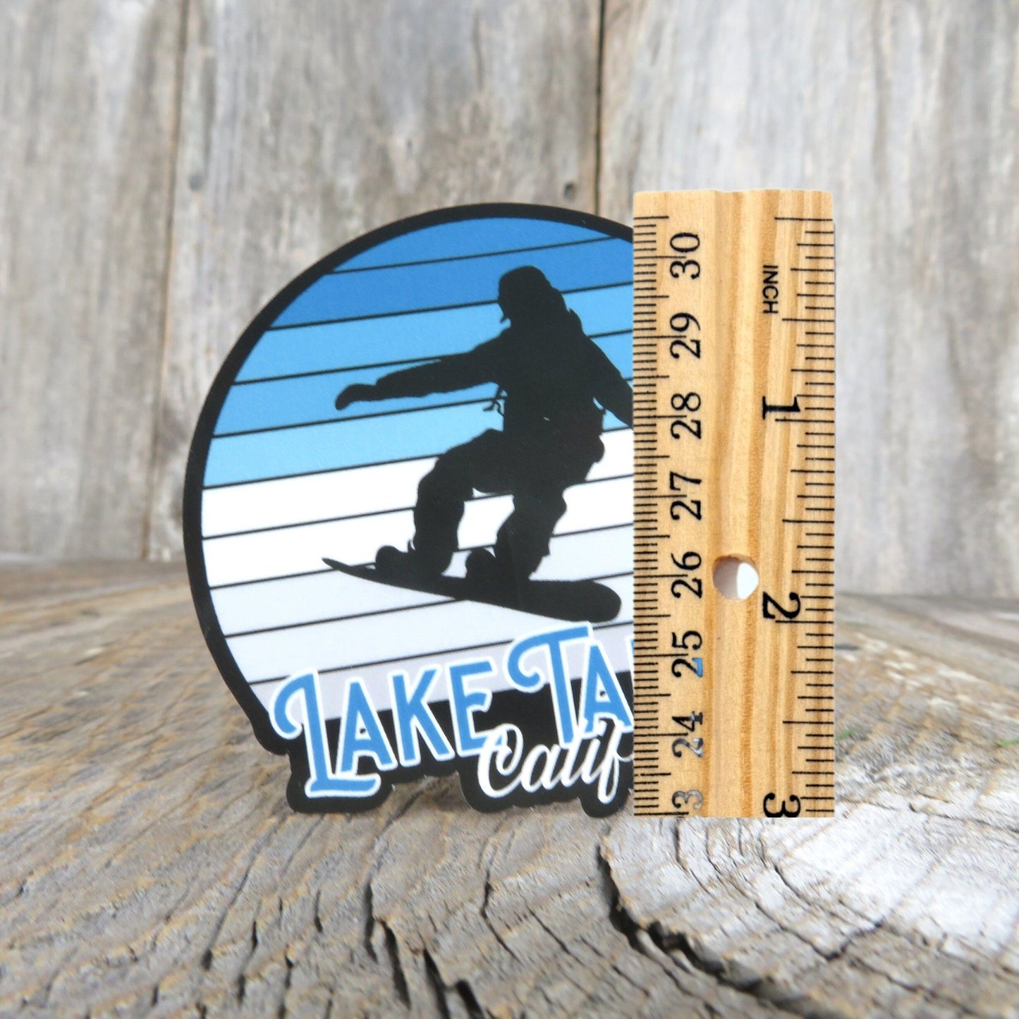Lake Tahoe Sticker California Blue Winter Snowboarding Blue Retro Sunset Souvenir Travel Sticker