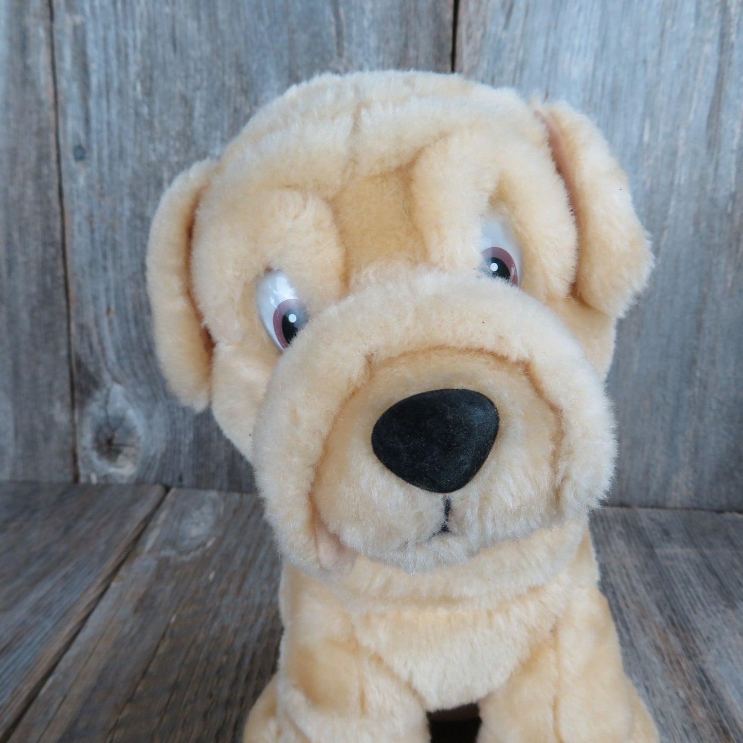 Wrinkled Dog Plush Shar Pei Bulldog Puppy Brown Vintage Stuffed Animal Classic Toy Company