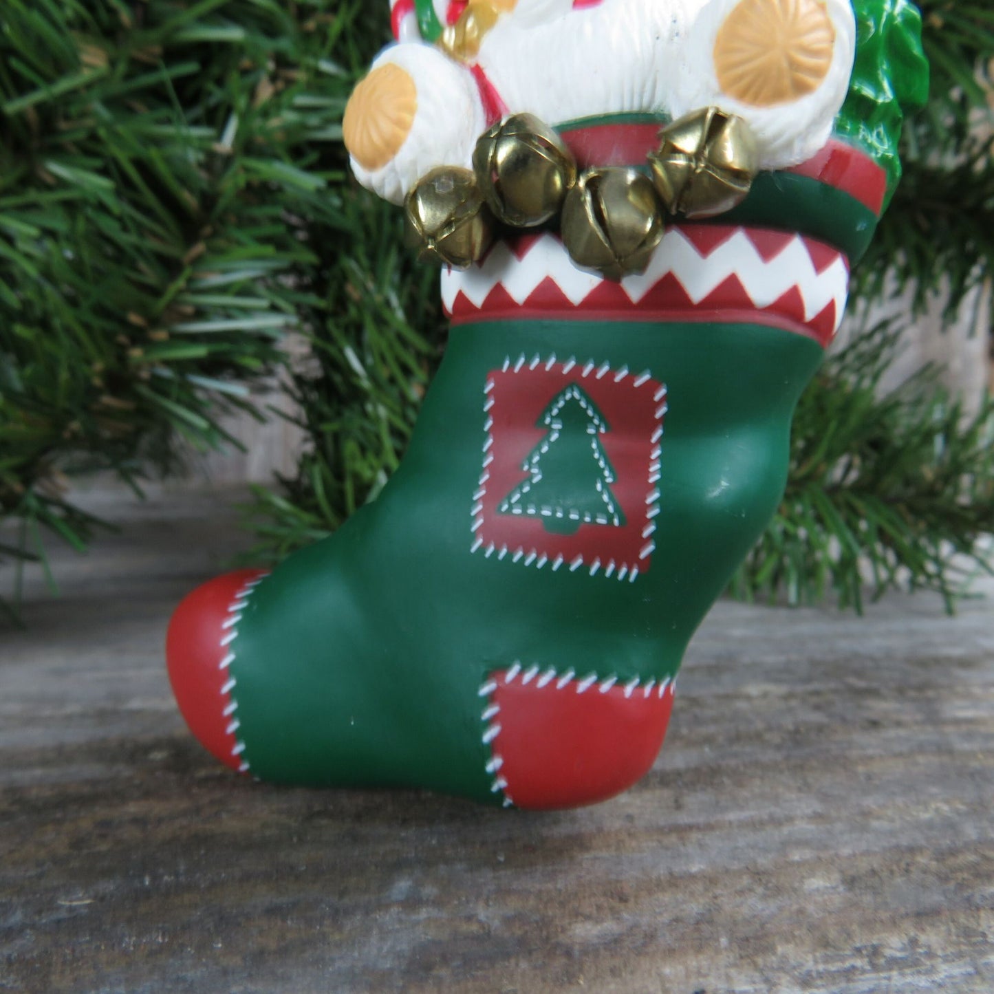 Vintage Teddy Bear Santa Stocking Ornament Filled with Memories Hallmark 1996 Dated