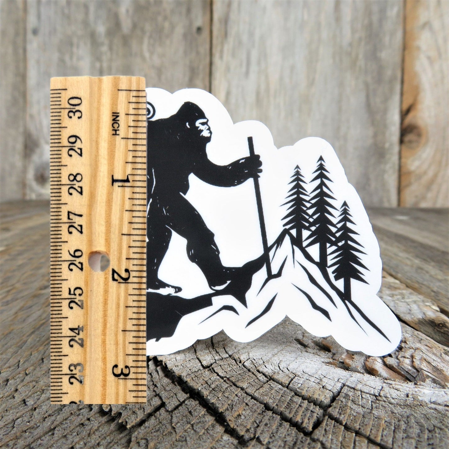 Bigfoot Hiker Sticker Black White Backpacker Outdoors Waterproof Water Bottle Laptop Sticker