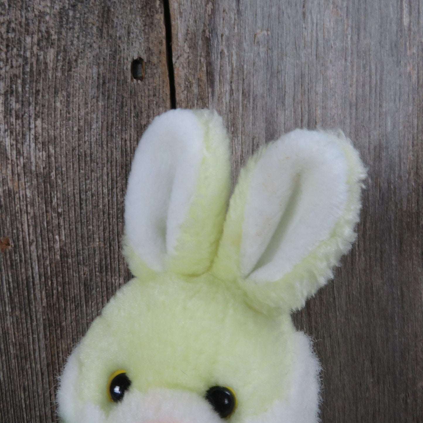 Vintage Yellow Bunny Rabbit Plush With Carrot and Pink Flocked Nose Lemonwood Stuffed Animal Easter