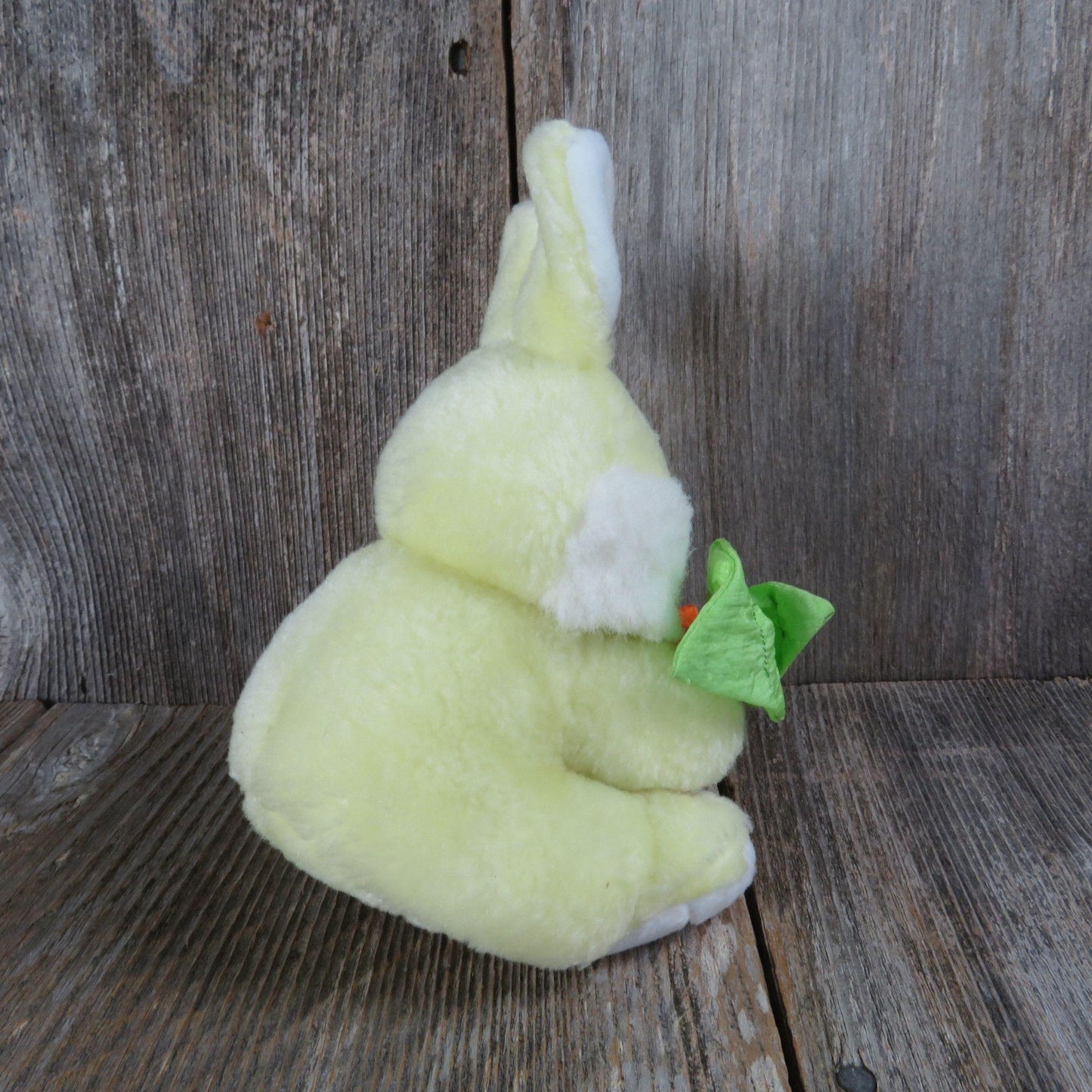 Vintage Yellow Bunny Rabbit Plush With Carrot and Pink Flocked Nose Lemonwood Stuffed Animal Easter