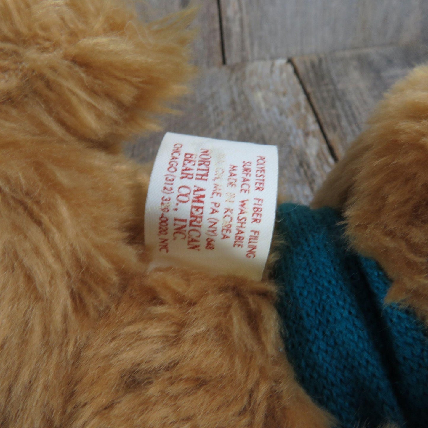 Vintage Hug Bear Jr Teddy Bear Plush Ted Menten Scarf North Jointed American Bear Co. Junior 1983