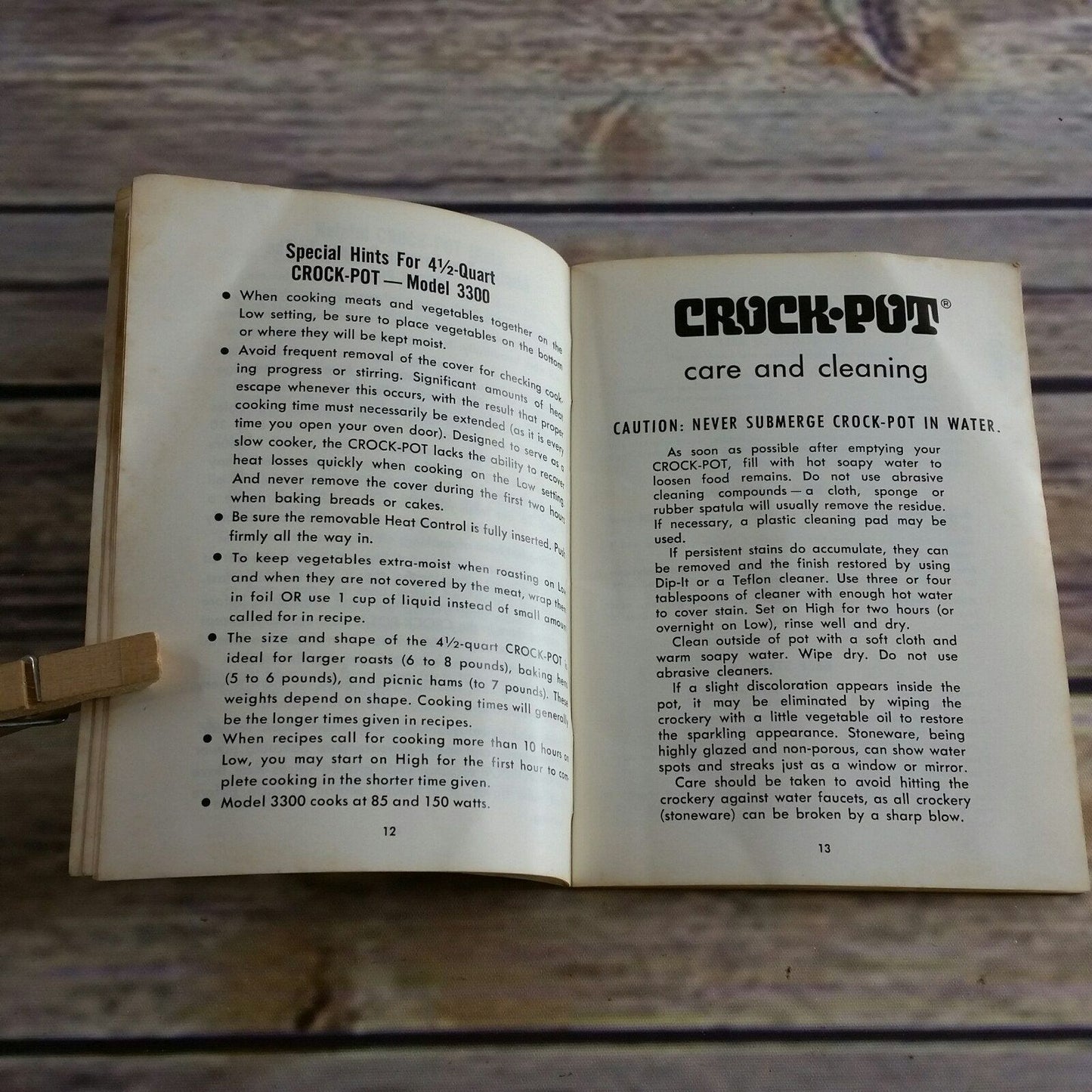 Vintage Rival Crock Pot Cookbook Owner's Manual Model Recipes Slow Cooker 3300 3100-3103 Paperback Booklet