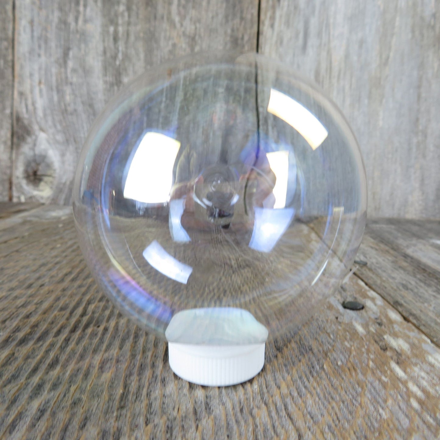 Vintage Blown Glass Ball Ornament Christmas Silvestri Clear Bubble Delicate Iridescent Taiwan