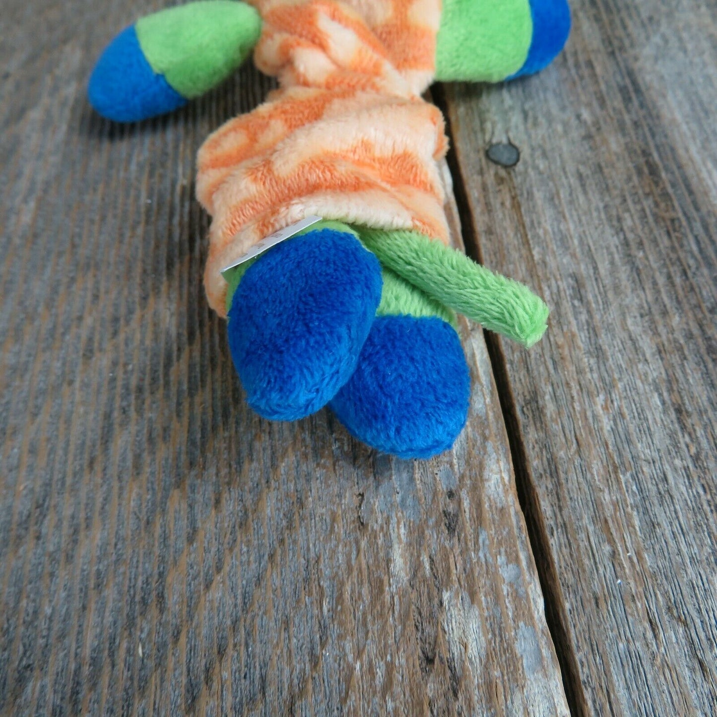 Green Mouse Stretchy Baby Plush Blue Orange Stuffed Animal