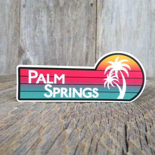 Palm Springs California Tropical Sunset Sticker Waterproof Palm Tree Retro Destination Souvenir Travel Sticker