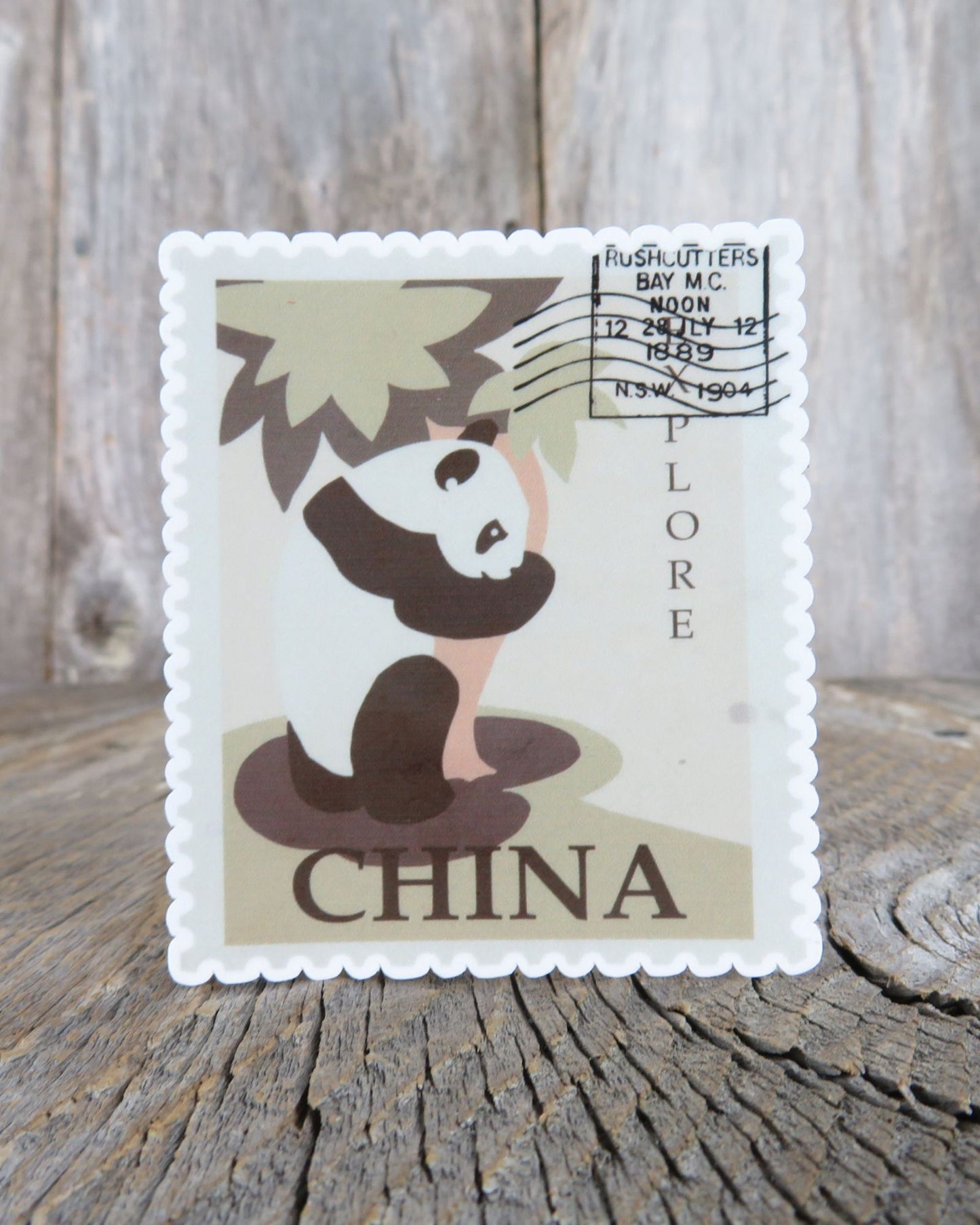 China Panda Bear Postage Stamp Sticker Waterproof Travel Souvenir Water Bottle Laptop