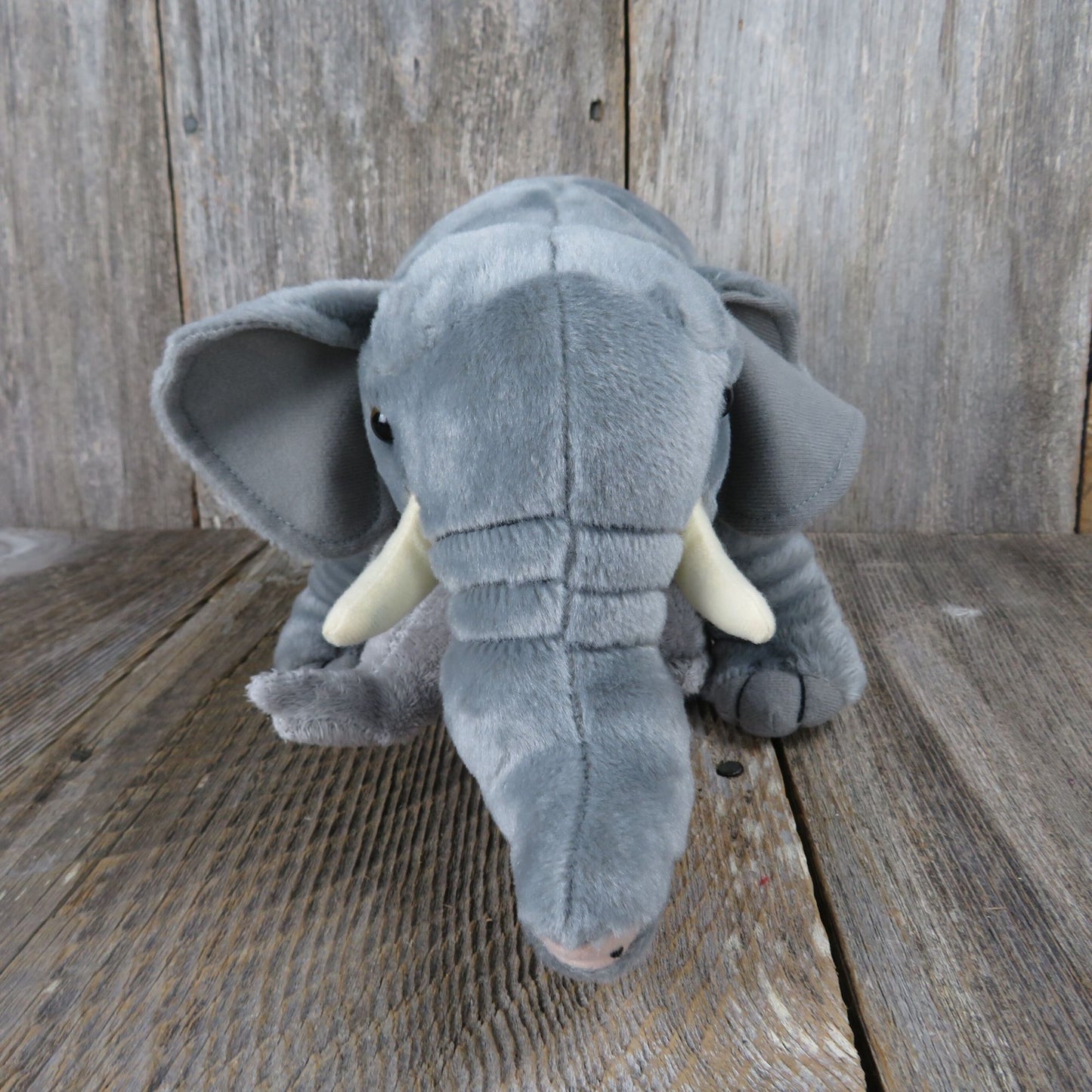 Vintage Elephant with Baby Plush Fiesta Stuffed Animal Mom and Baby Gray Standing All Fours