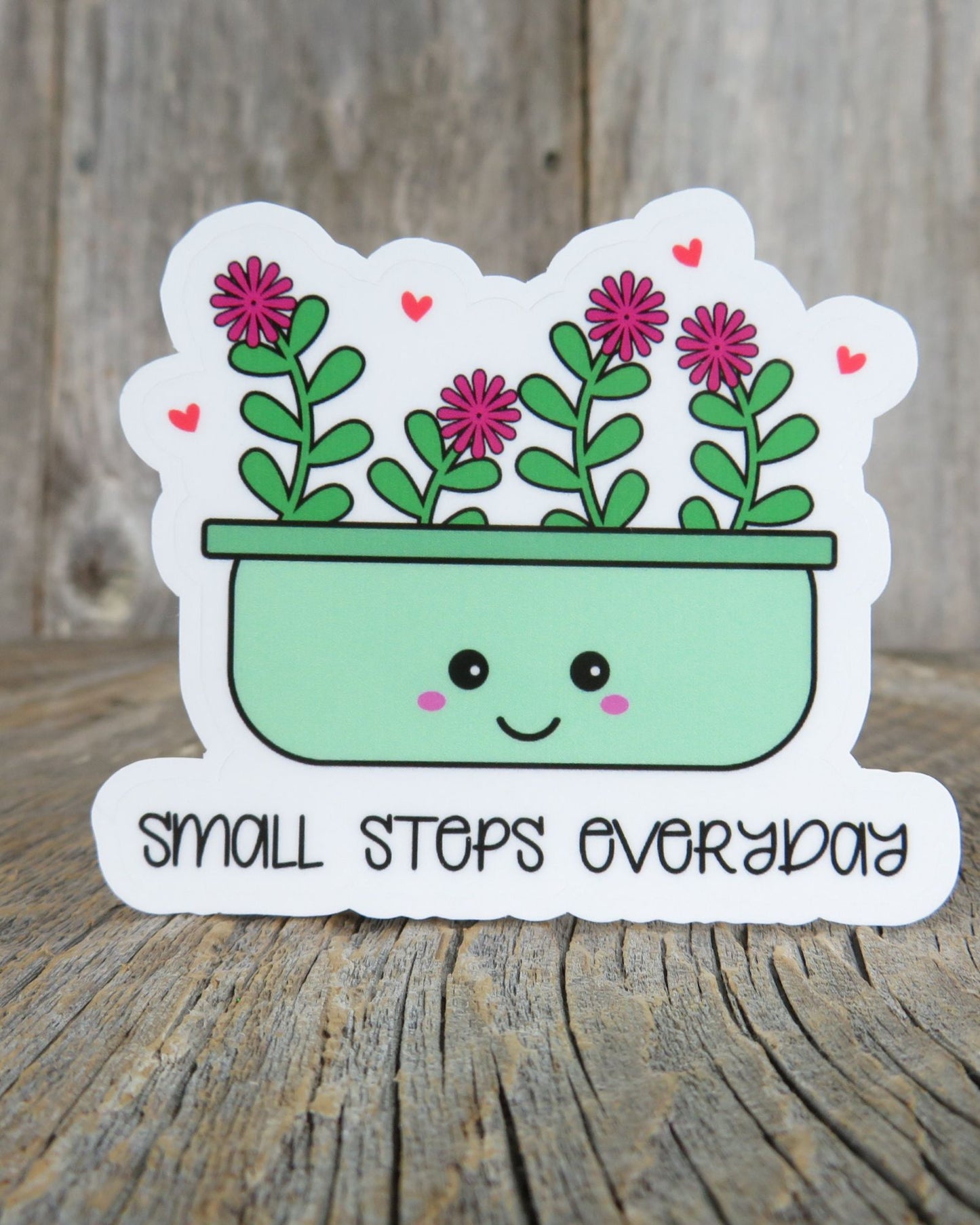 Small Steps Everyday Sticker Full Color Kawaii Plant Waterproof Positive Saying Water Bottle