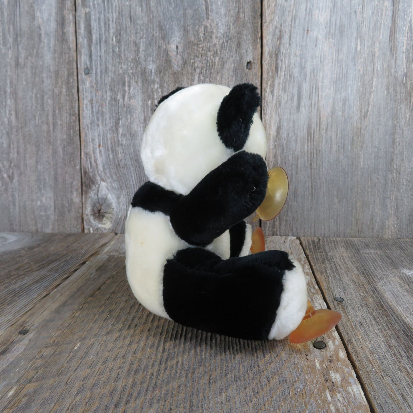 Vintage Panda Bear Suction Cup Plush Stuffed Animal Window Black White Korea